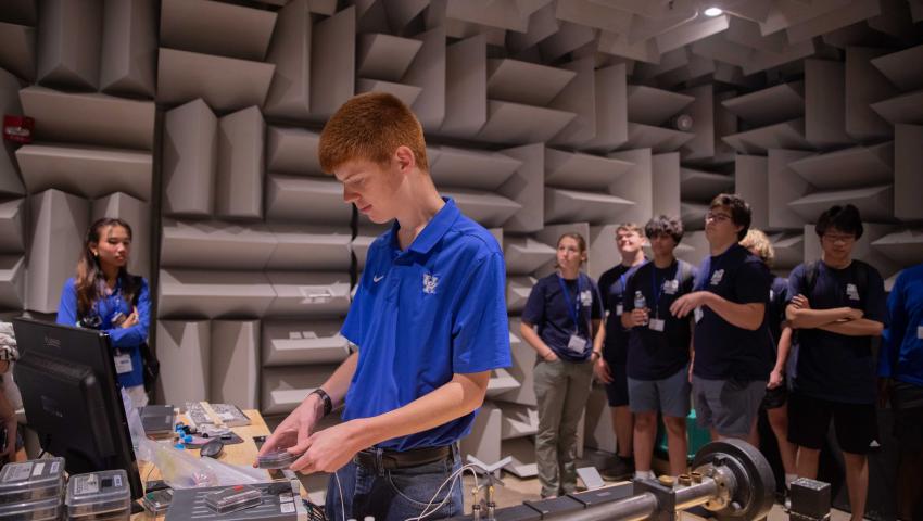 UK student tour of Anechoic Chamber